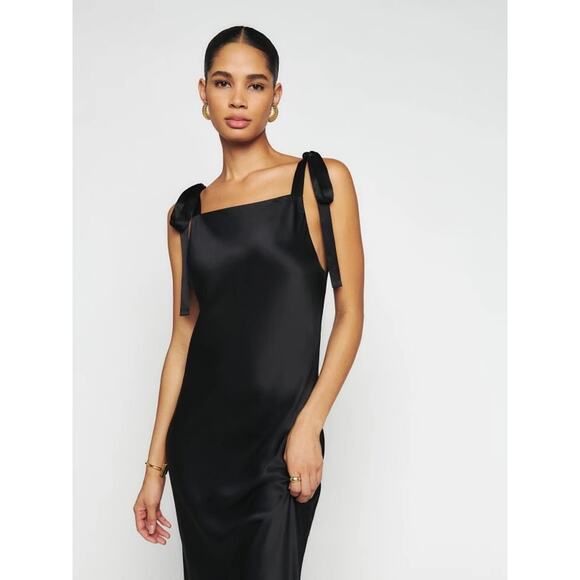 Reformation Aden Silk Dress Black - Picture 2 of 11